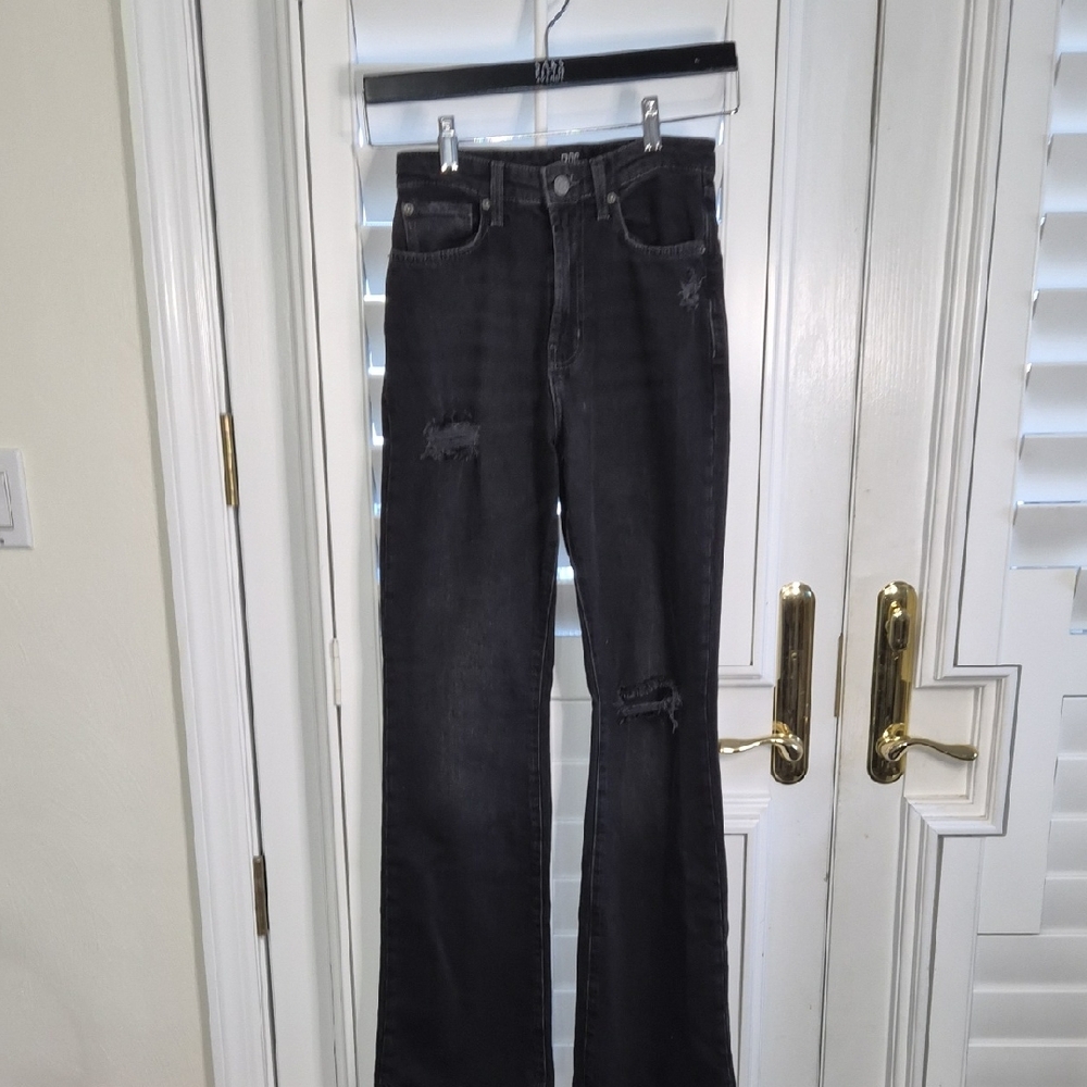 BDG Black Flare Jeans with Distressed Details